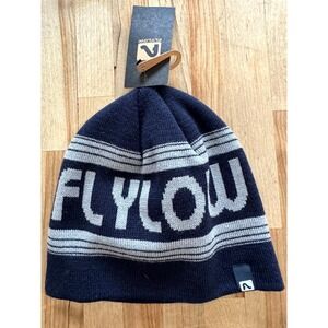 Flylow Ham Sandwich Beanie Mens Navy Blue Grey Knit Ski Snowboard Hat NWT 7410